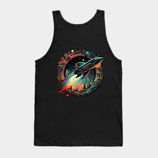 spaceship in fluorescent color Tank Top